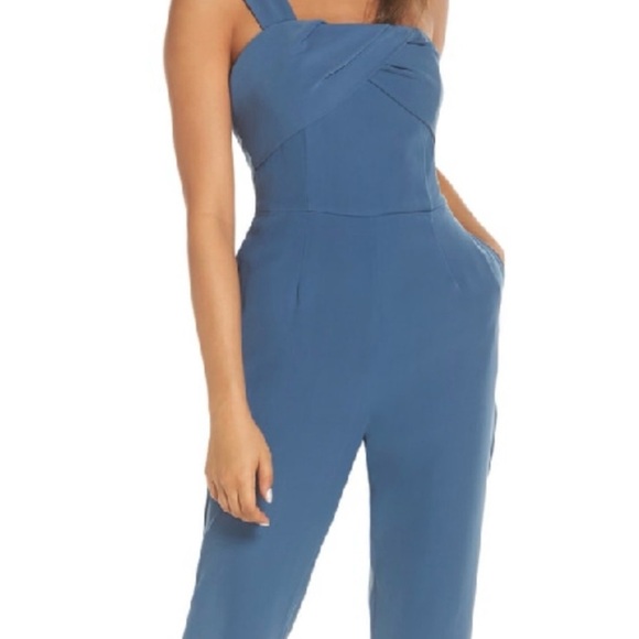 Anthropologie Adelyn Rae One Shoulder Jumpsuit Dusty Blue - Picture 2 of 5